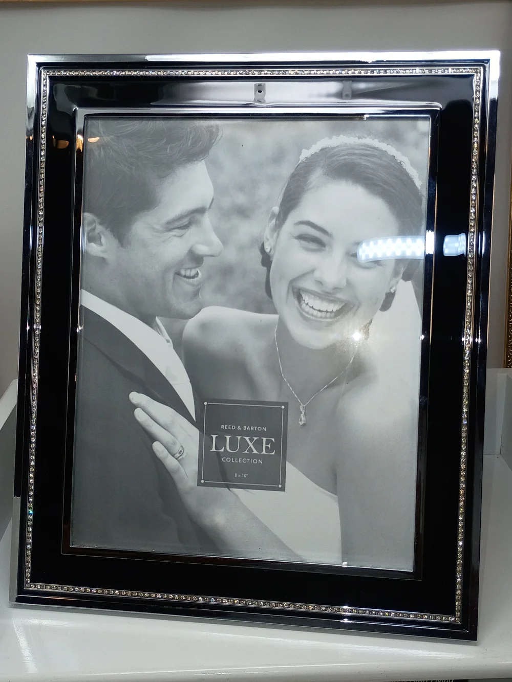 Reed & Barton Luxe Black and Silver Beaded Picture Frame